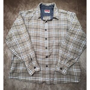 Wrangler Long sleeve Button up Tan Flannel Shirt Men's XL